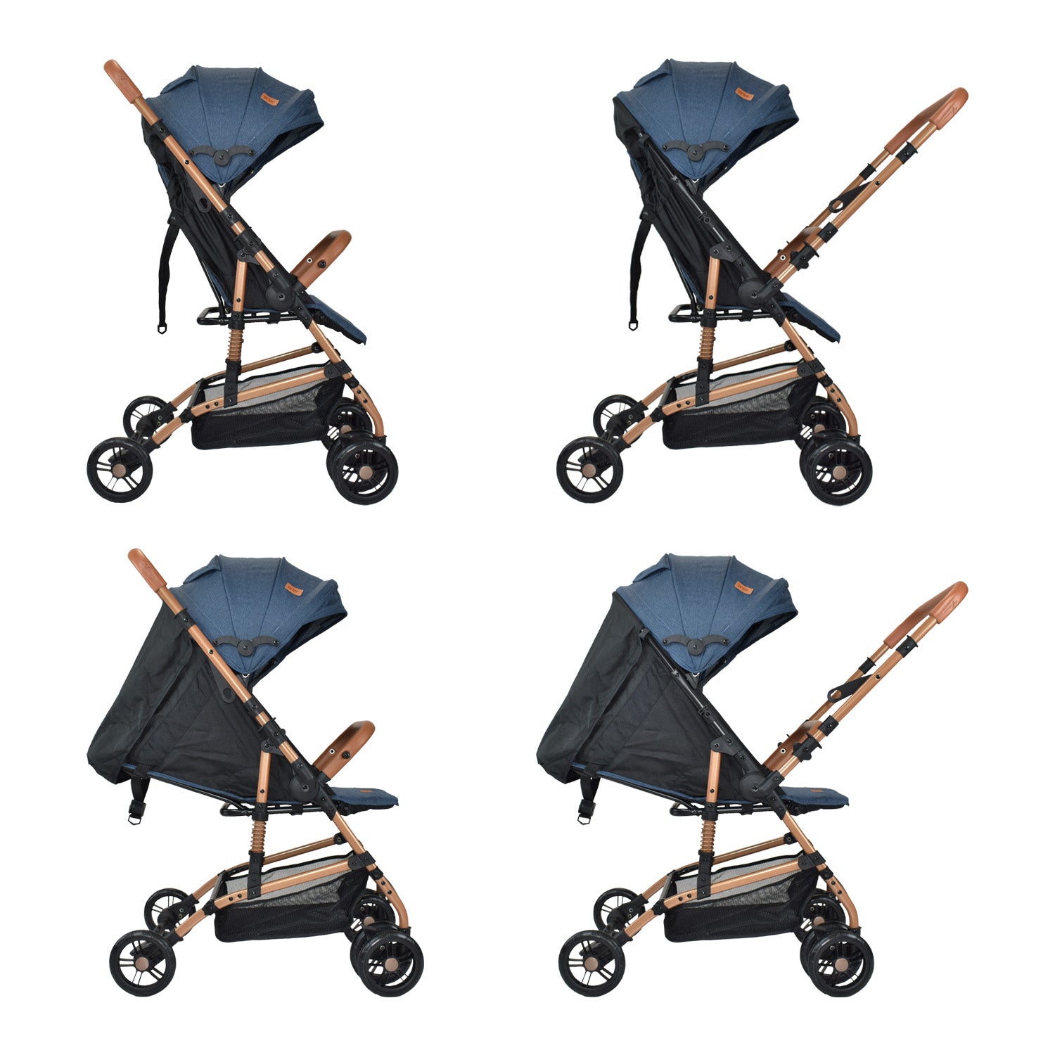 Coche para bebe con mango reversible tipo compacto priori viena azul 3